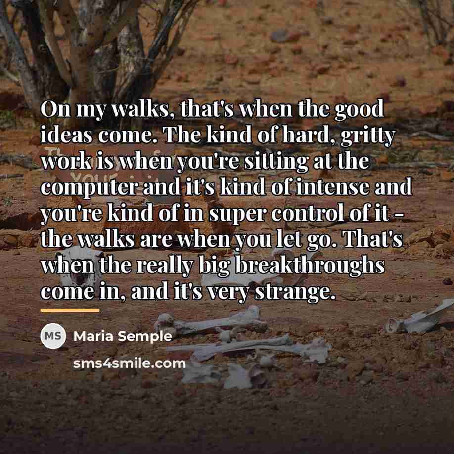 “On my walks, that's when the good ideas come. The…” quote by Maria Semple
