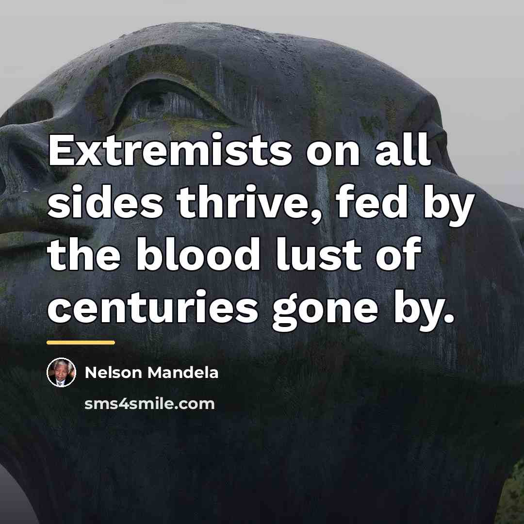 “Extremists on all sides thrive, fed by the blood lust…” quote by Nelson Mandela