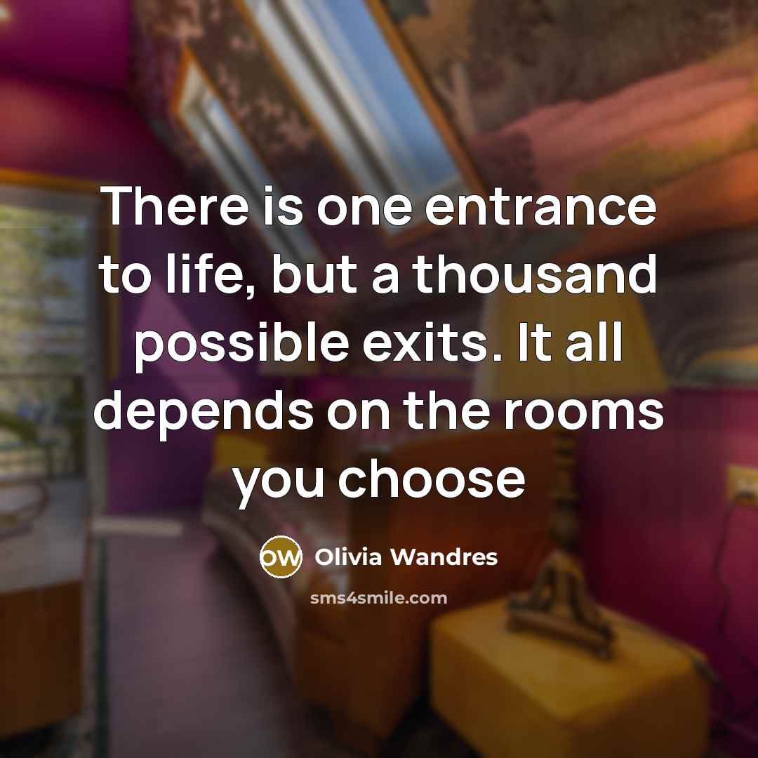 “There is one entrance to life, but a thousand possible exits. It all depends on the rooms you choose” quote by Olivia Wandres