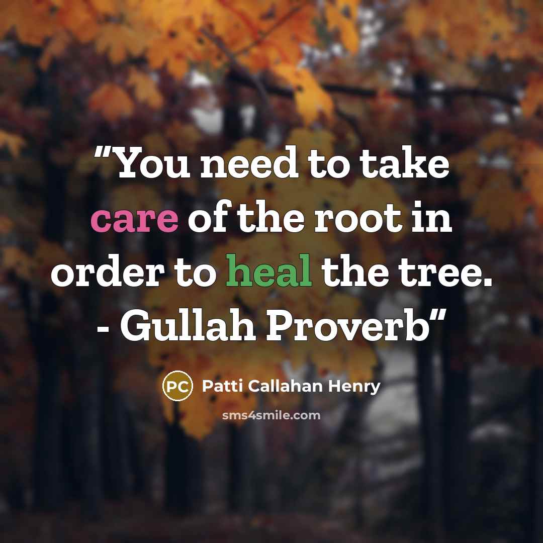 “You need to take care of the root in order to heal the tree. - Gullah Proverb” quote by Patti Callahan Henry