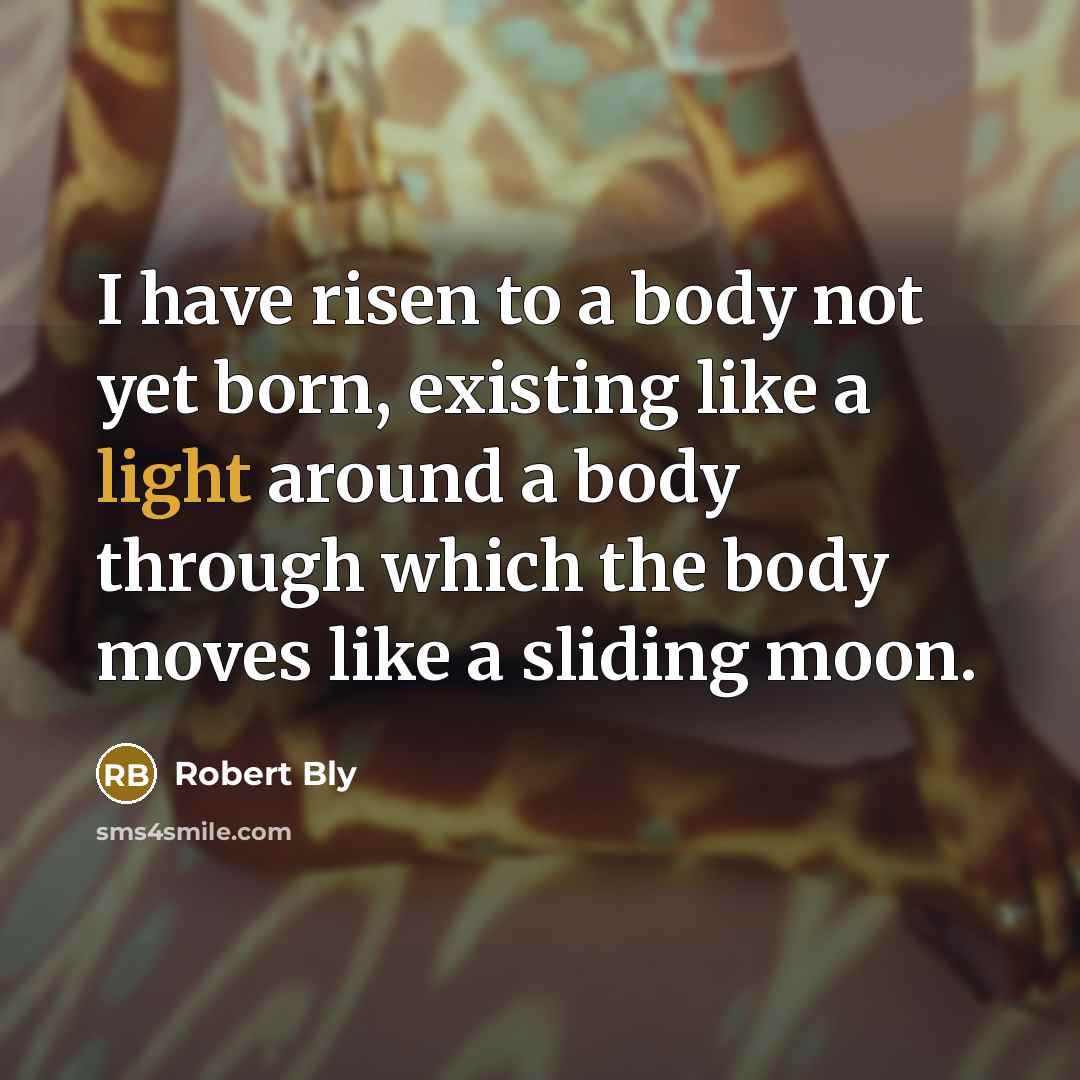“I have risen to a body not yet born, existing…” quote by Robert Bly