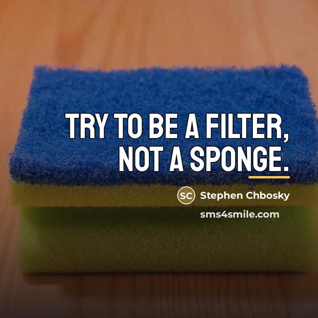 “Try to be a filter, not a sponge.…” quote by Stephen Chbosky