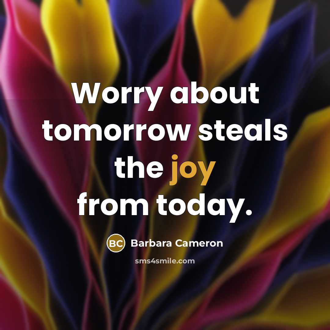 “Worry about tomorrow steals the joy from today.…” quote by Barbara Cameron
