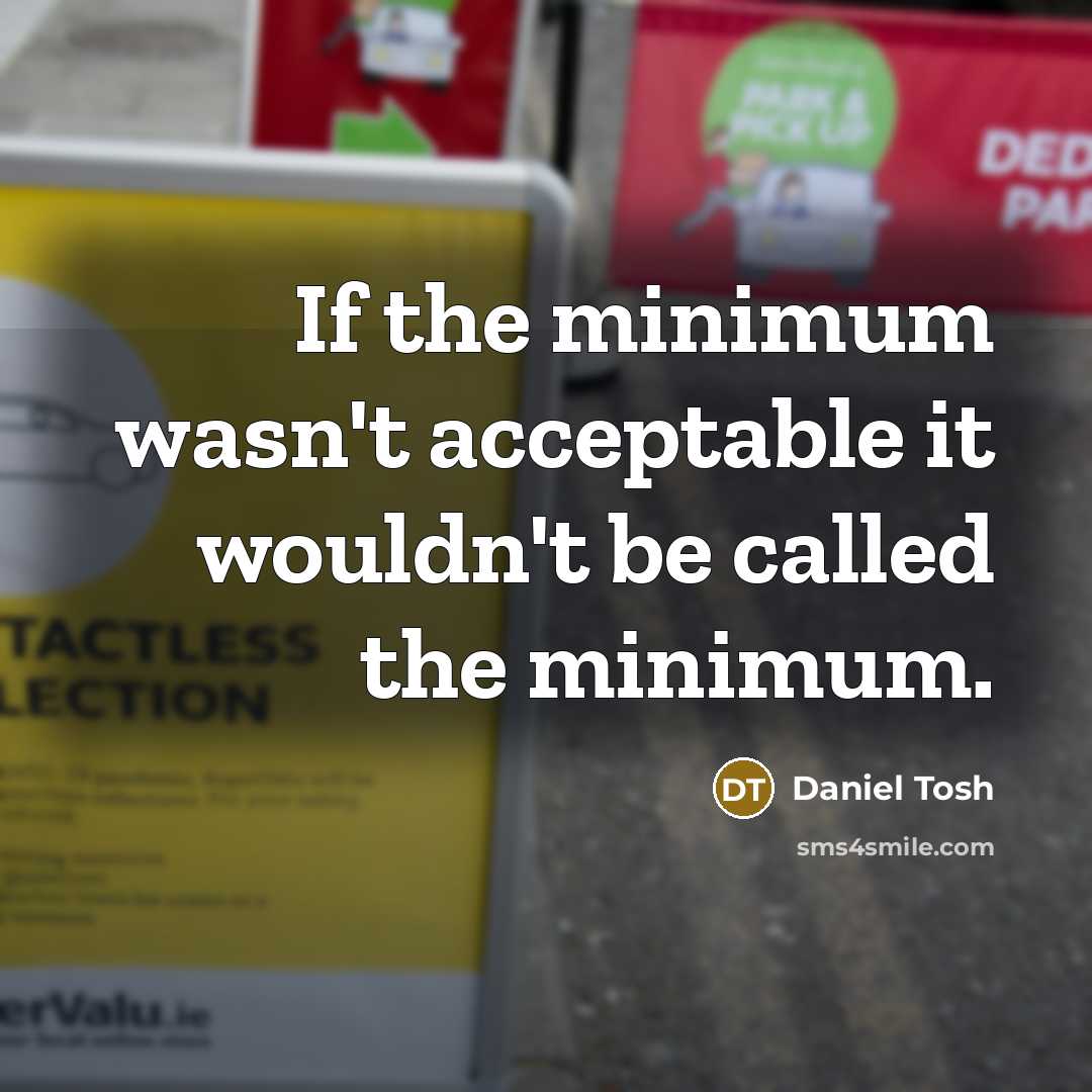 “If the minimum wasn't acceptable it wouldn't be called the minimum.” quote by Daniel Tosh