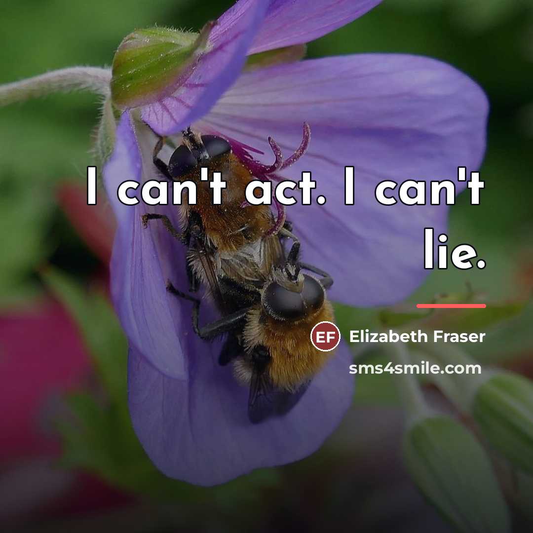 “I can't act. I can't lie.…” quote by Elizabeth Fraser
