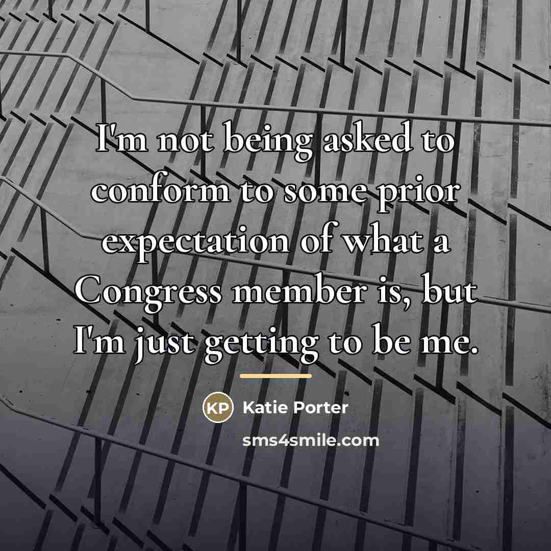 “I'm not being asked to conform to some prior expectation…” quote by Katie Porter
