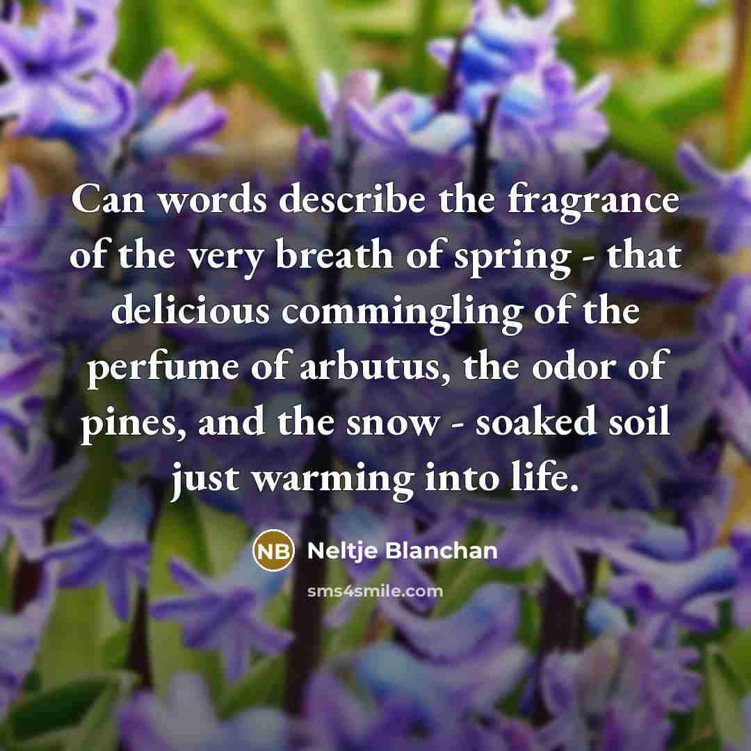 “Can words describe the fragrance of the very breath of…” quote by Neltje Blanchan