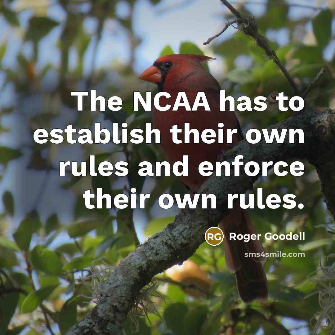“The NCAA has to establish their own rules and enforce…” quote by Roger Goodell