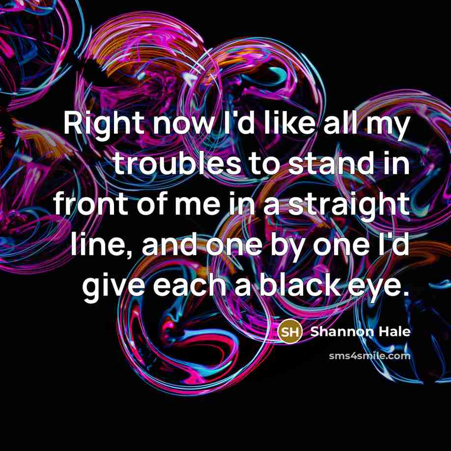 “Right now I'd like all my troubles to stand in…” quote by Shannon Hale