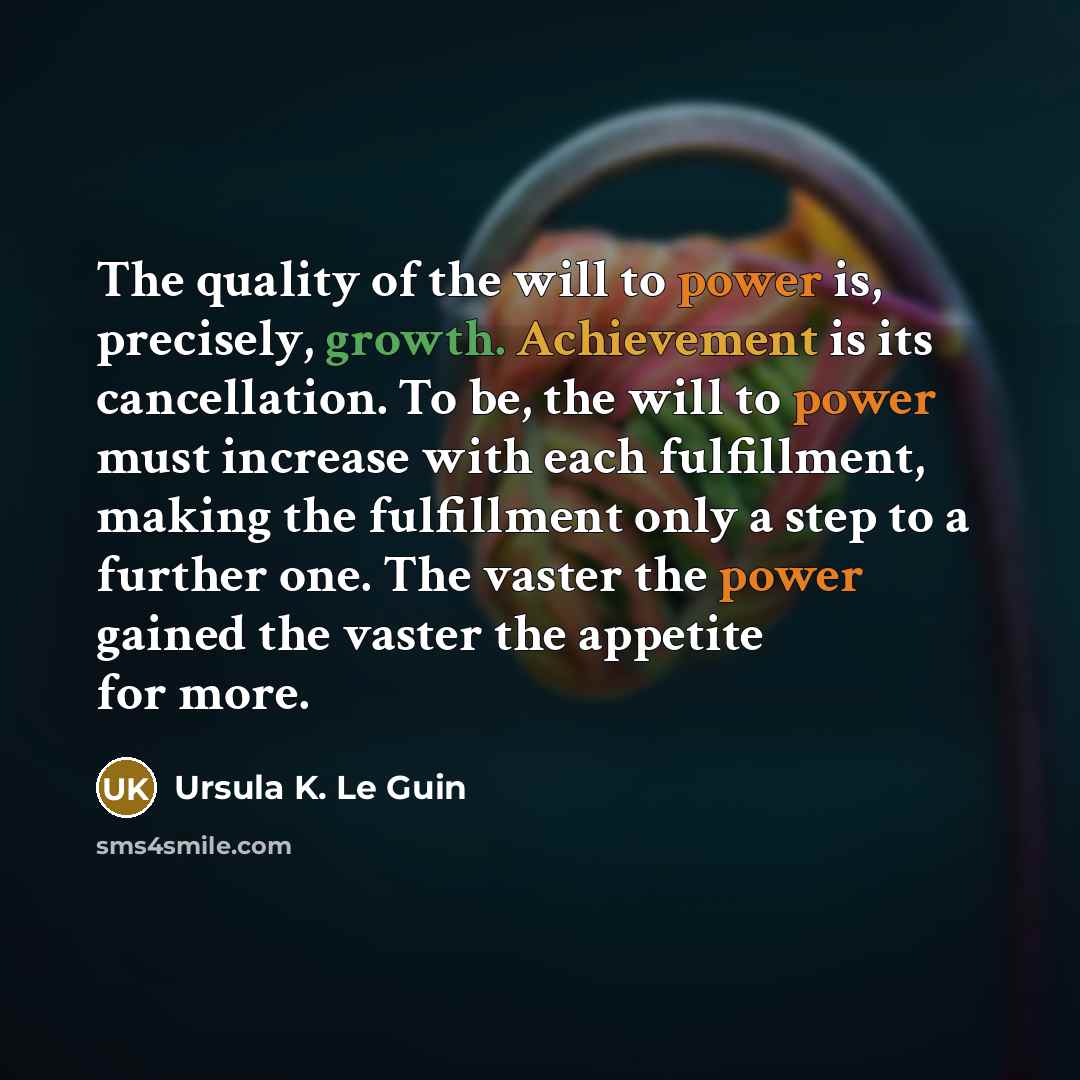 “The quality of the will to power is, precisely, growth.…” quote by Ursula K. Le Guin