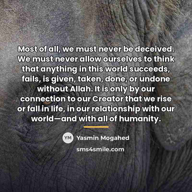 “Most of all, we must never be deceived. We must…” quote by Yasmin Mogahed