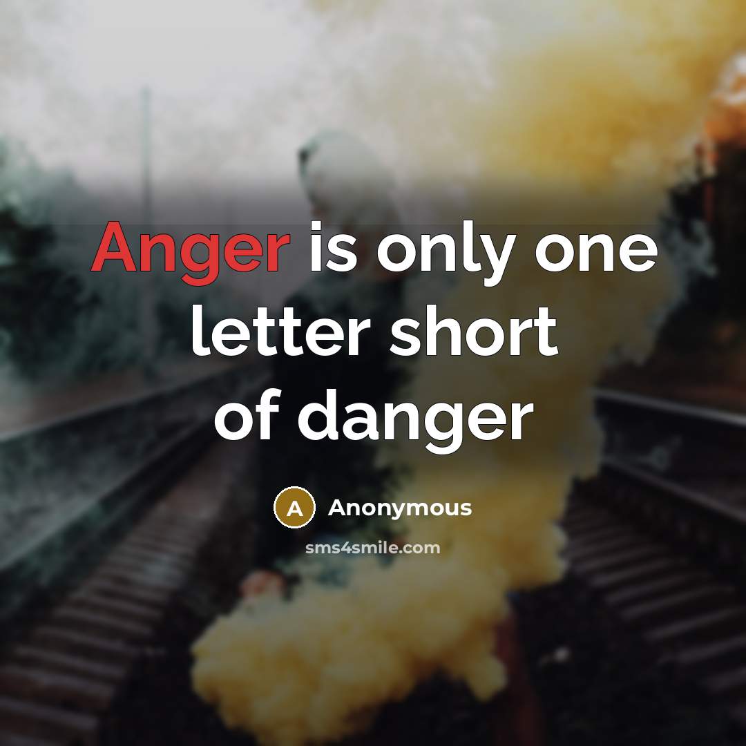 “Anger is only one letter short of danger…” quote by Anonymous