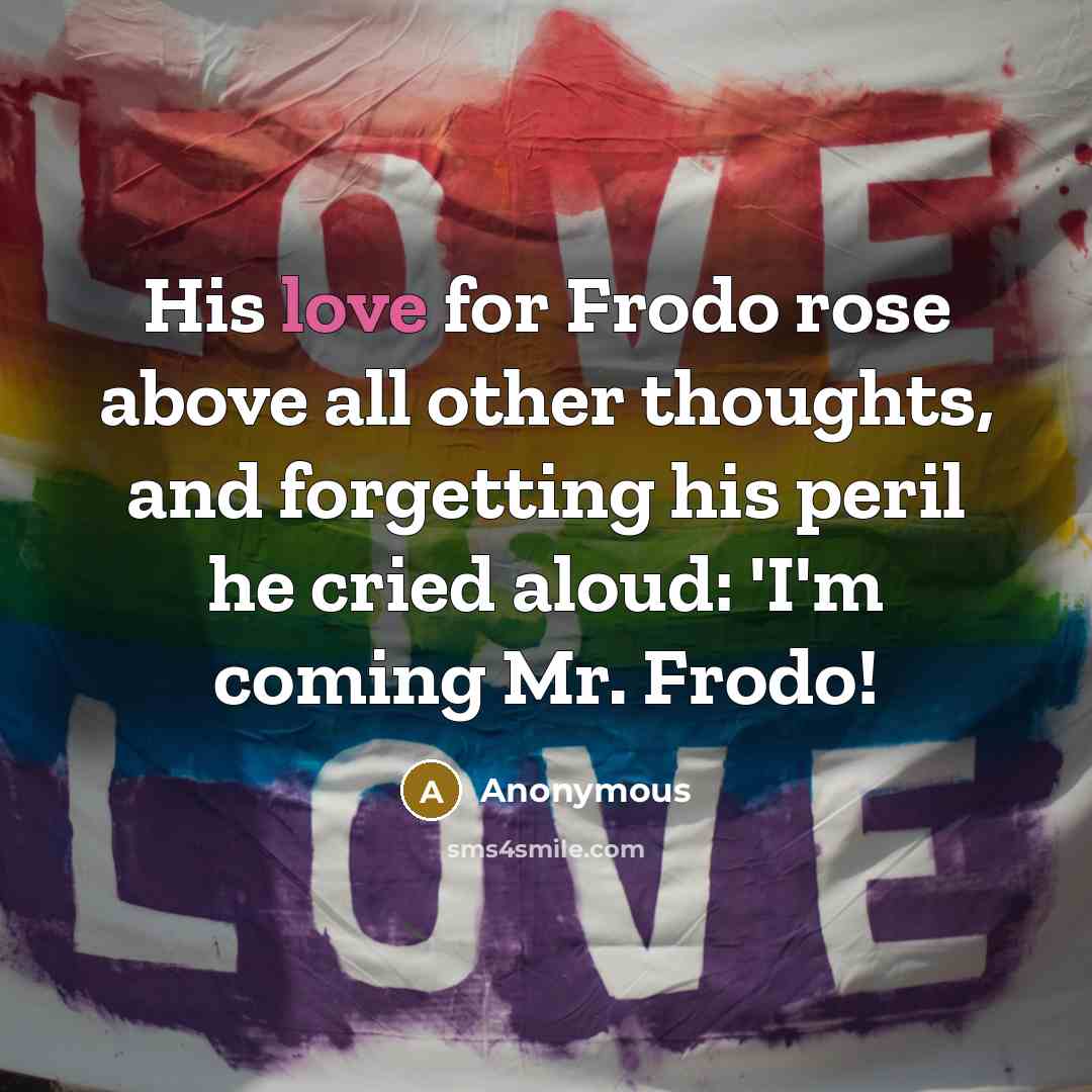 “His love for Frodo rose above all other thoughts, and…” quote by Anonymous