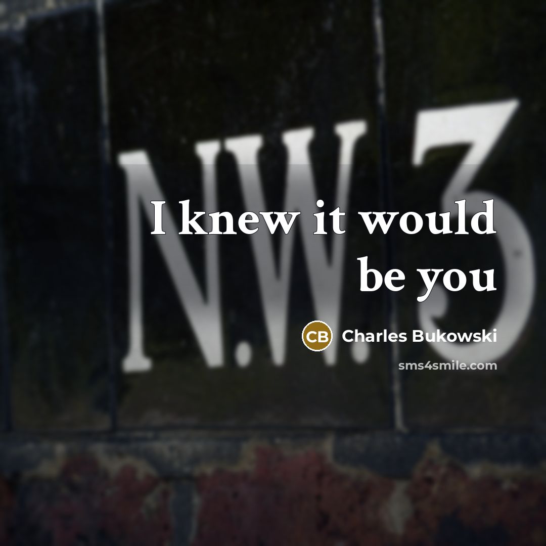 “I knew it would be you…” quote by Charles Bukowski