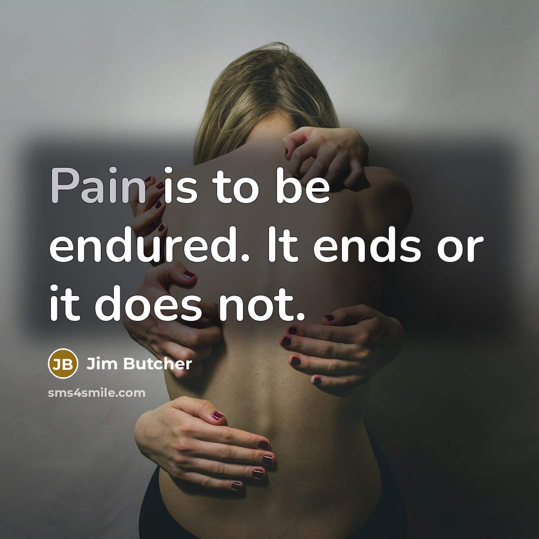 “Pain is to be endured. It ends or it does…” quote by Jim Butcher