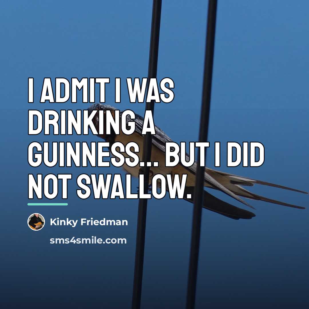 “I admit I was drinking a Guinness... but I did…” quote by Kinky Friedman