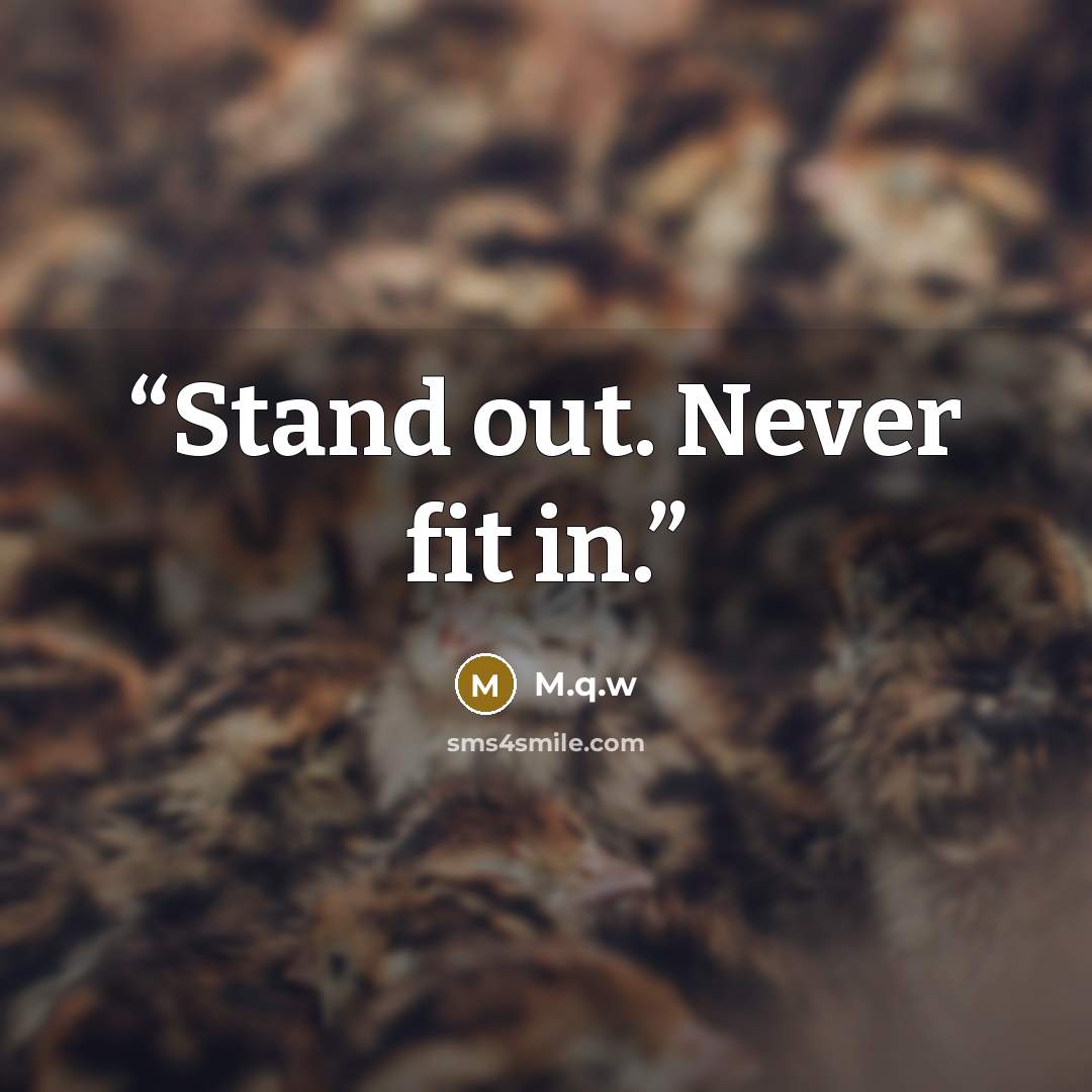 “Stand out. Never fit in.” quote by M.q.w