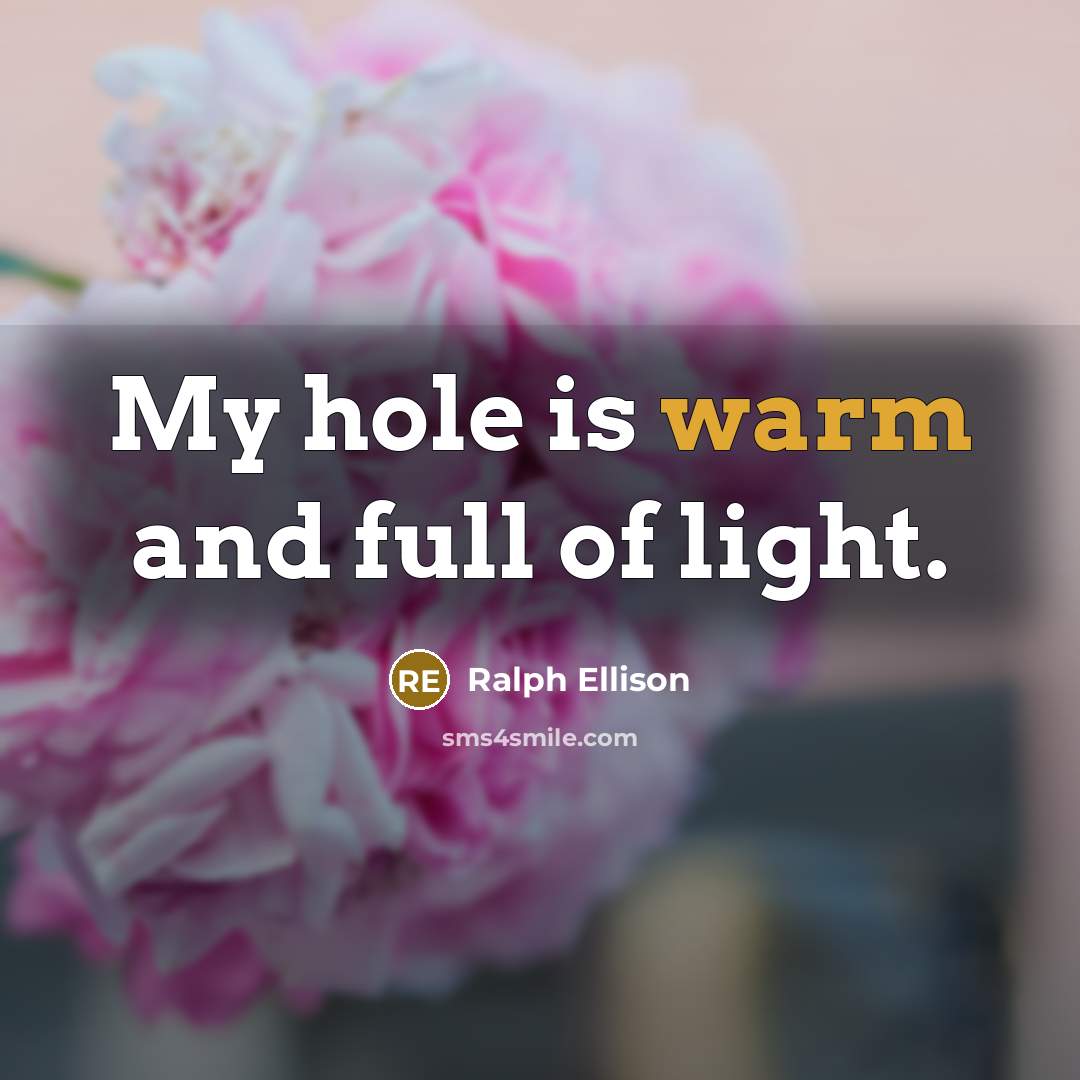 “My hole is warm and full of light.…” quote by Ralph Ellison