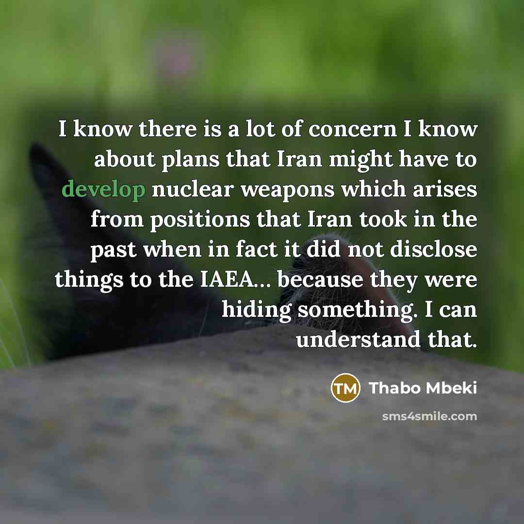 “I know there is a lot of concern I know…” quote by Thabo Mbeki