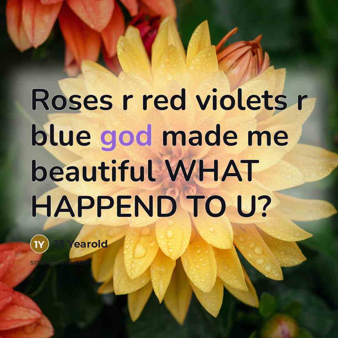 “Roses r red violets r blue god made me beautiful…” quote by 13 Yearold