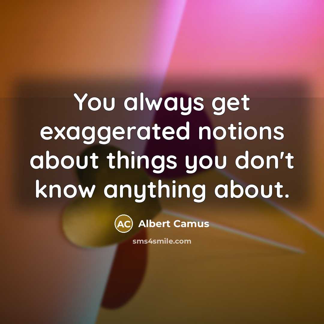 “You always get exaggerated notions about things you don't know…” quote by Albert Camus