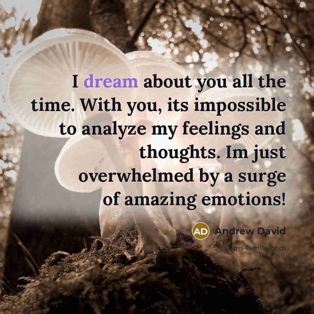 “I dream about you all the time. With you, its…” quote by Andrew David