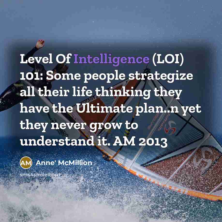 “Level Of Intelligence (LOI) 101: Some people strategize all their…” quote by Anne' McMillion