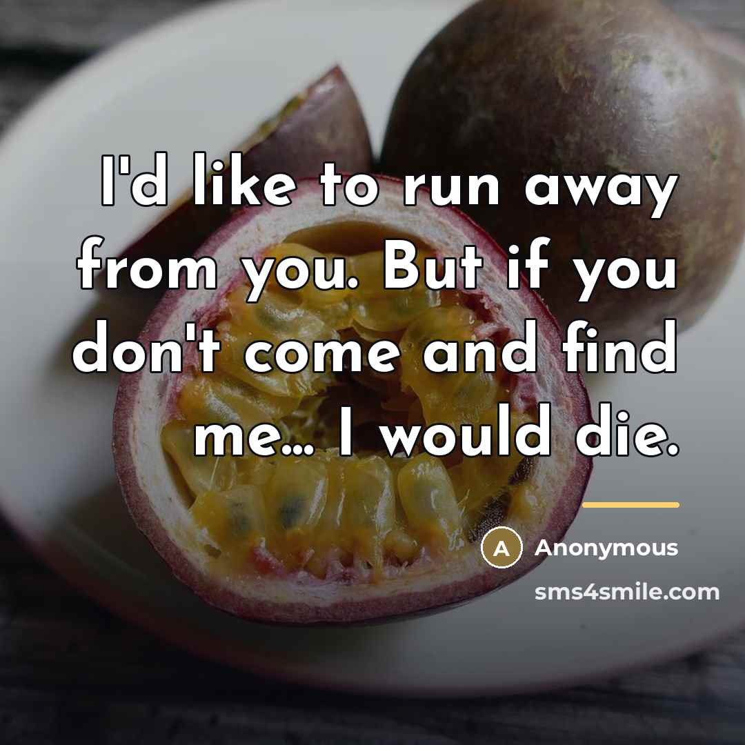 “I'd like to run away from you. But if you…” quote by Anonymous