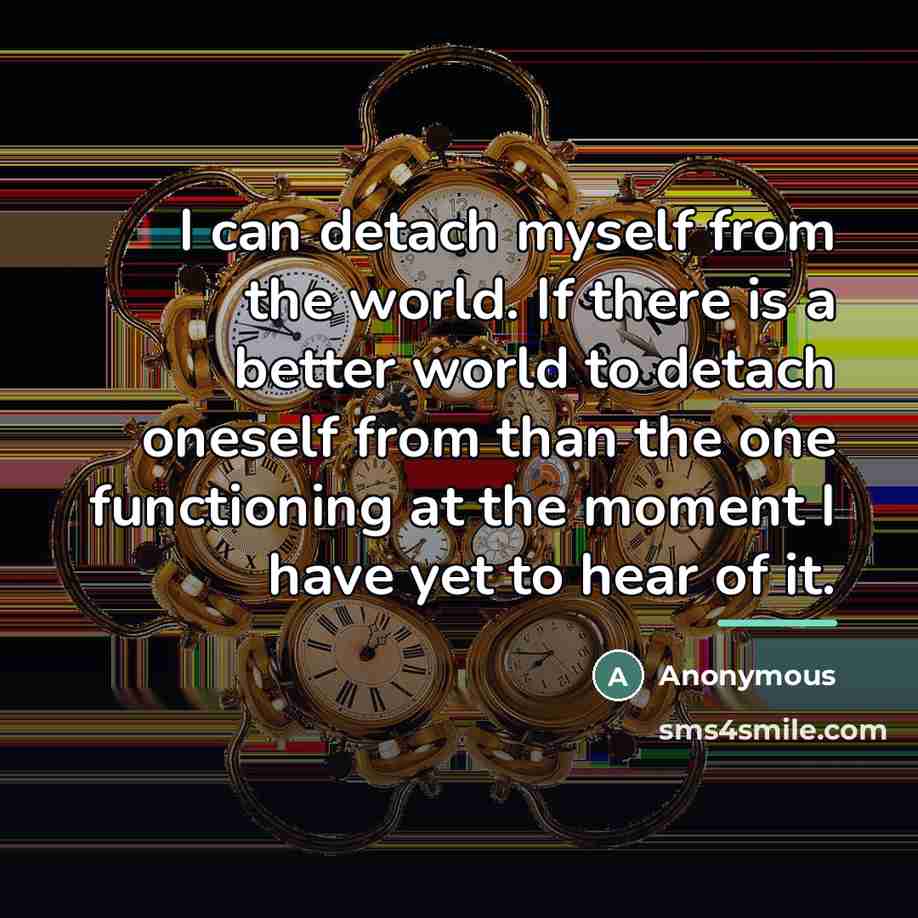 “I can detach myself from the world. If there is…” quote by Anonymous