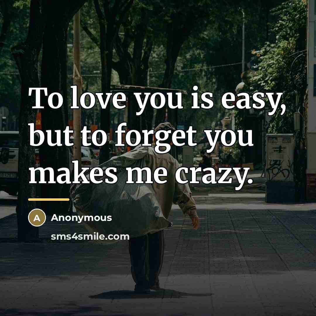 “To love you is easy, but to forget you makes…” quote by Anonymous