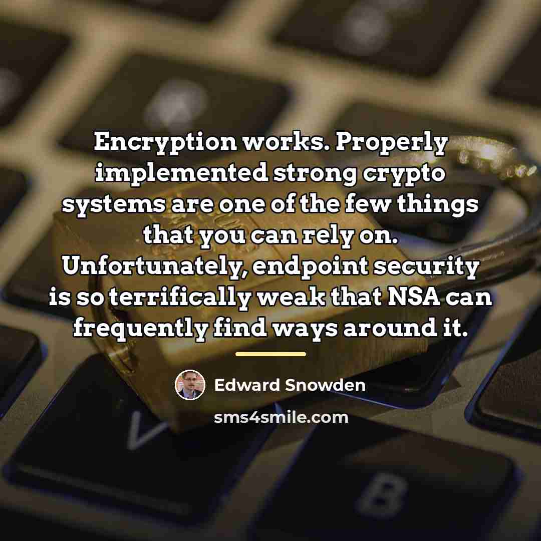 “Encryption works. Properly implemented strong crypto systems are one of…” quote by Edward Snowden