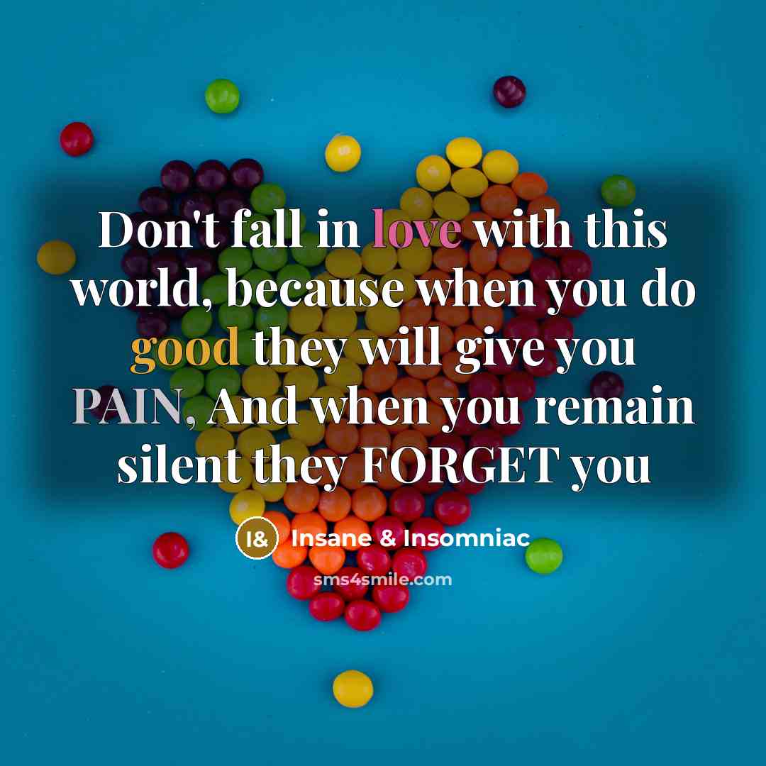 “Don't fall in love with this world, because when you…” quote by Insane & Insomniac