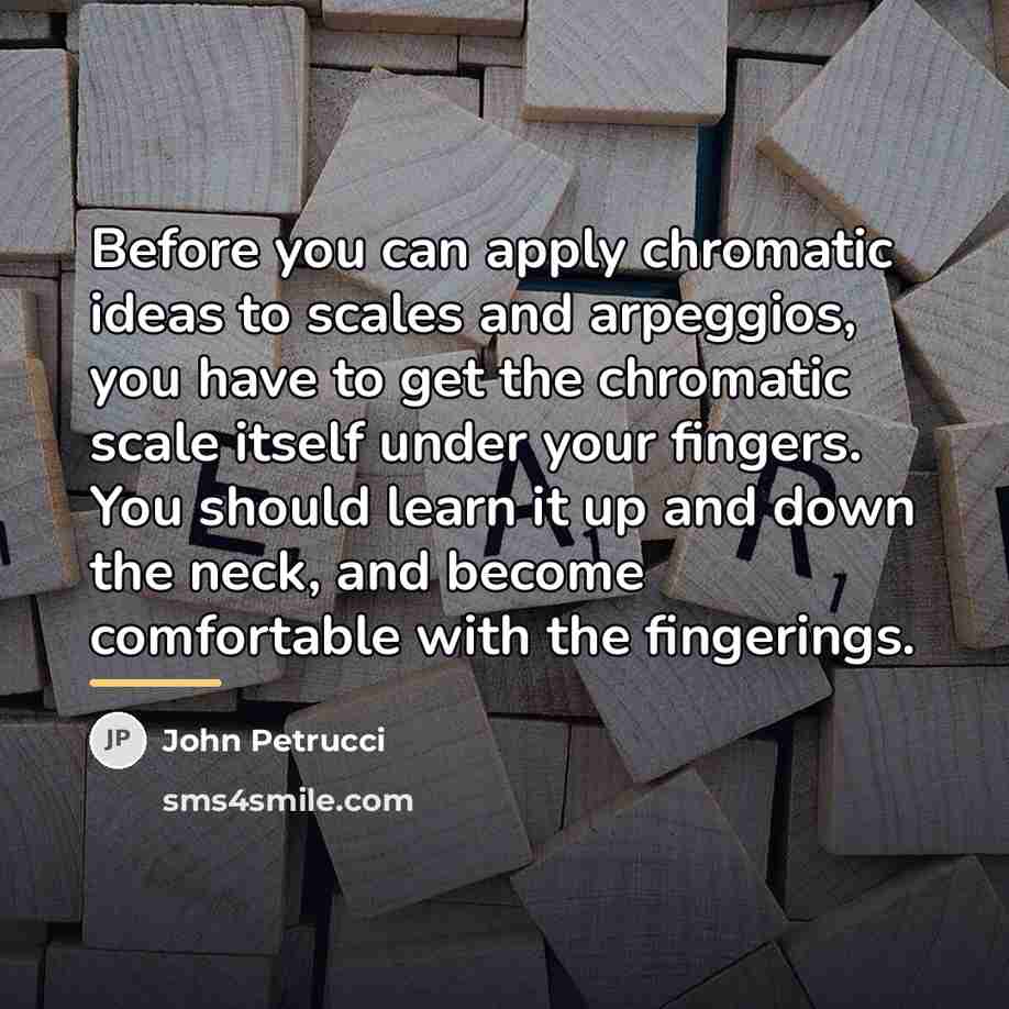 “Before you can apply chromatic ideas to scales and arpeggios,…” quote by John Petrucci