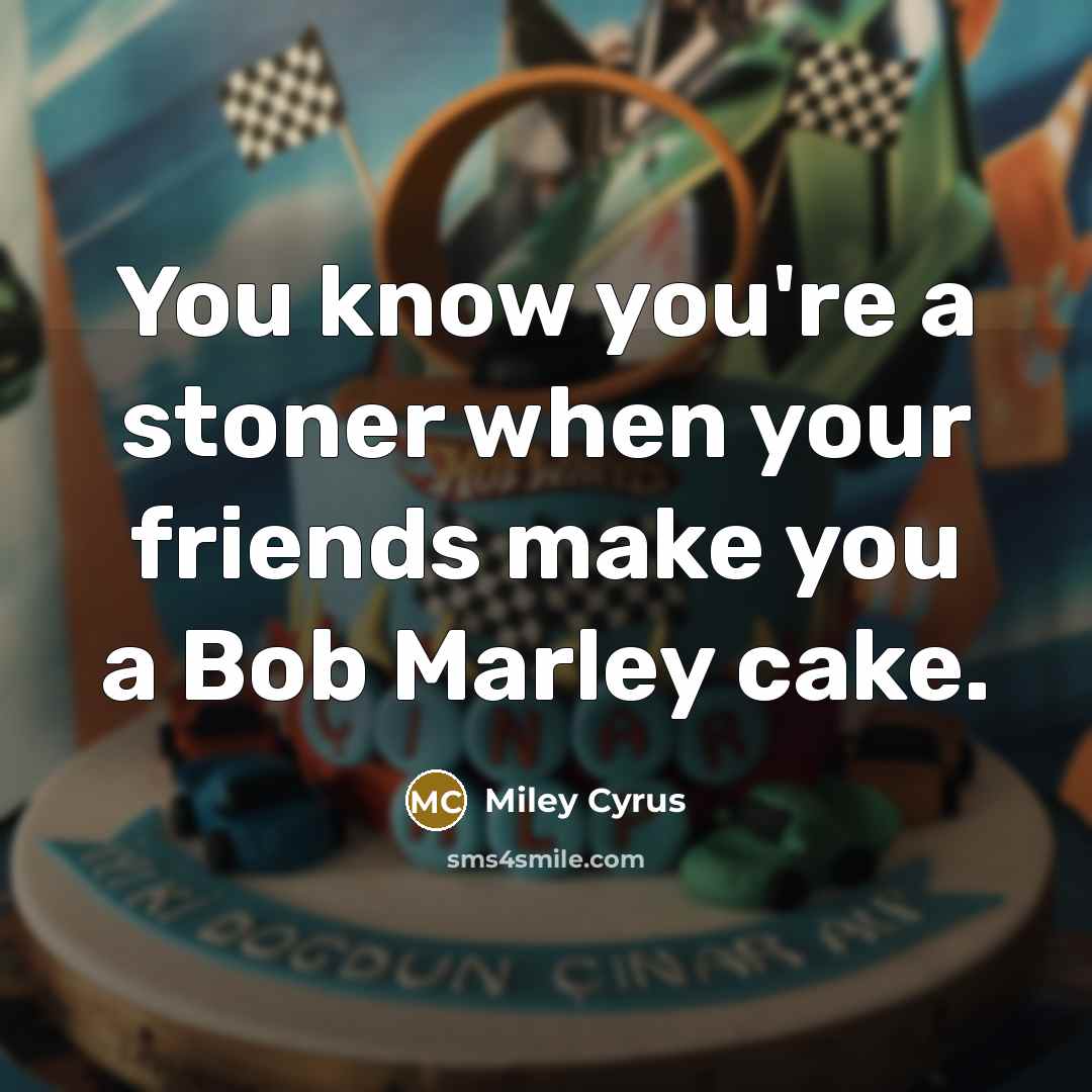 “You know you're a stoner when your friends make you…” quote by Miley Cyrus