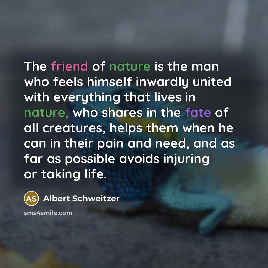 “The friend of nature is the man who feels himself…” quote by Albert Schweitzer