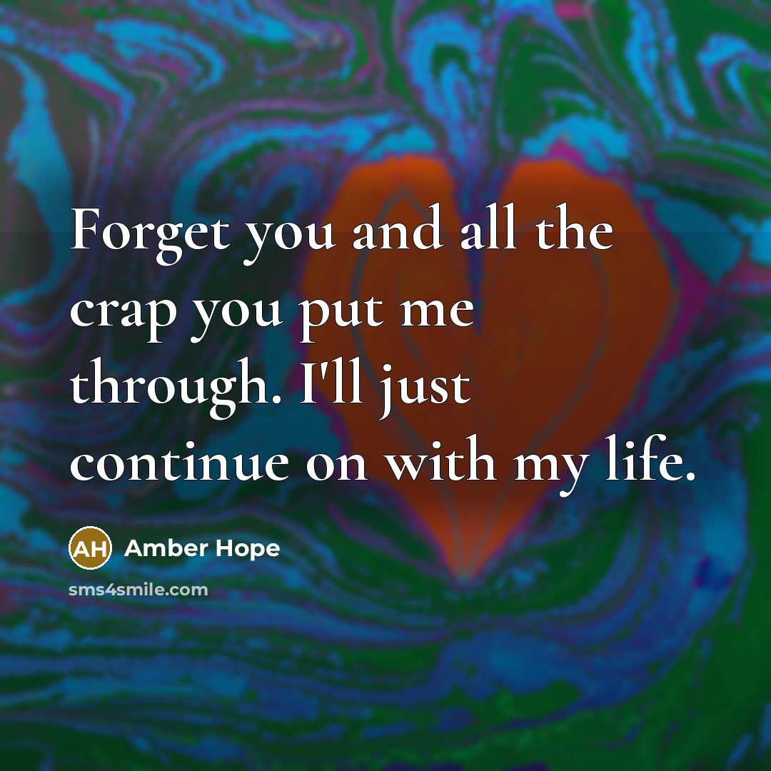 “Forget you and all the crap you put me through.…” quote by Amber Hope