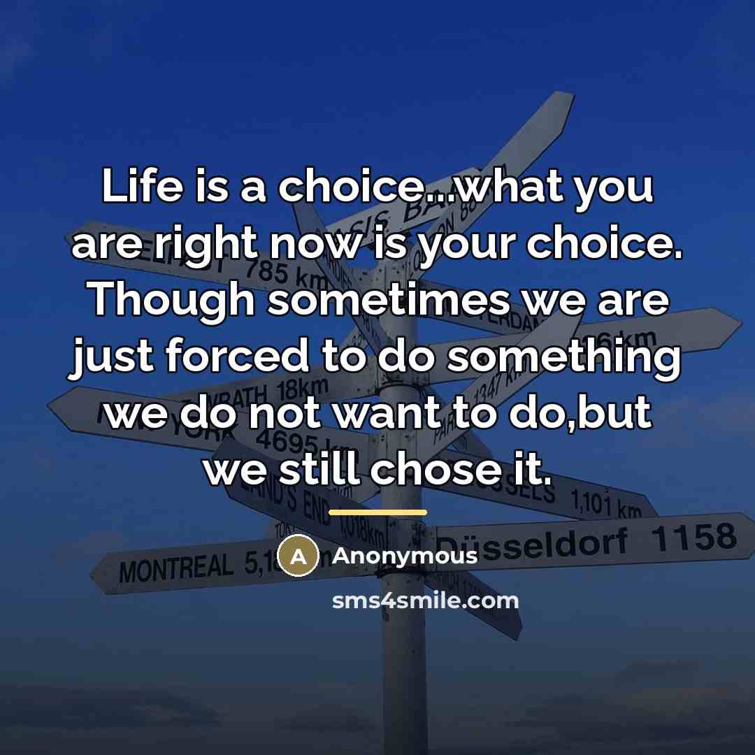 “Life is a choice...what you are right now is your…” quote by Anonymous