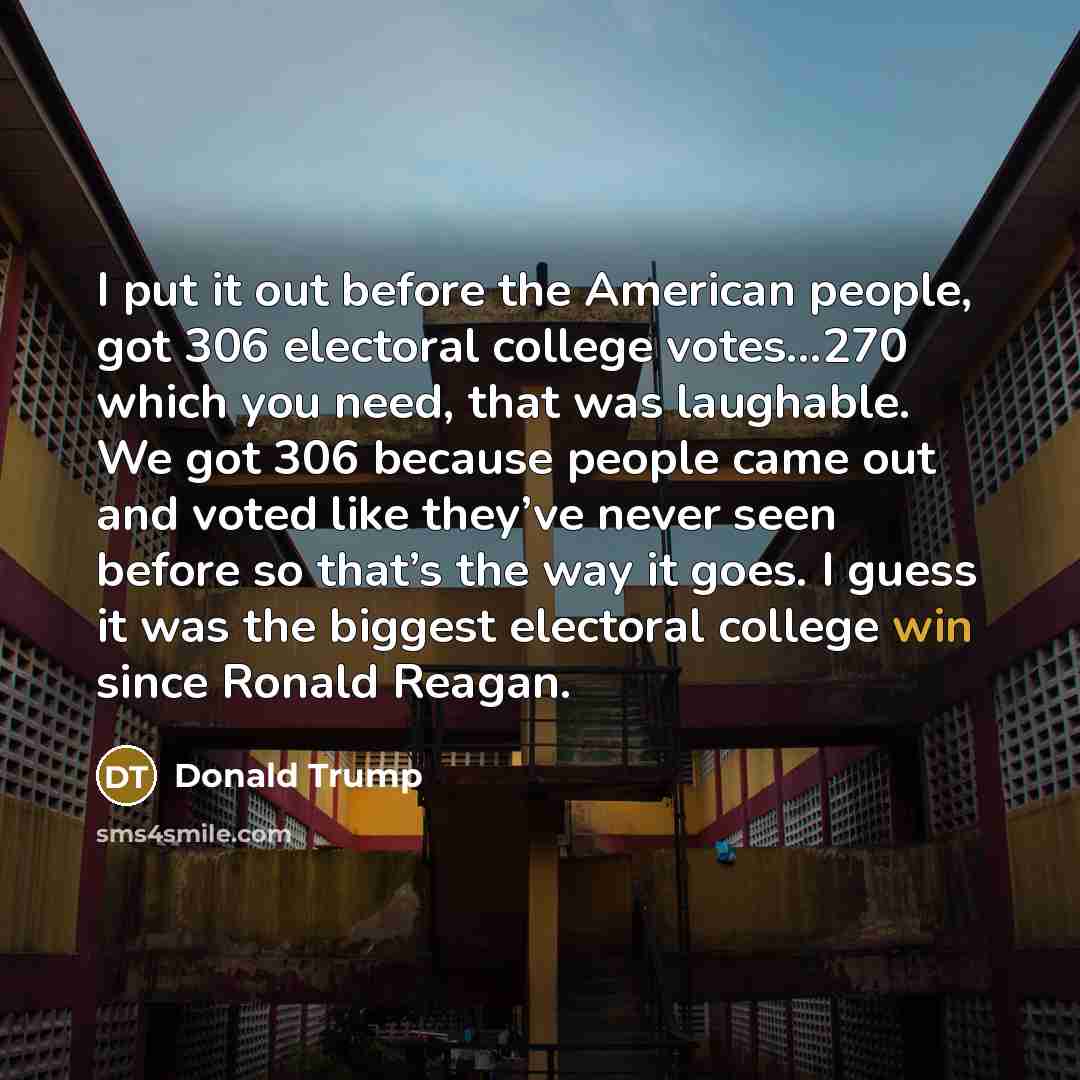 “I put it out before the American people, got 306…” quote by Donald Trump