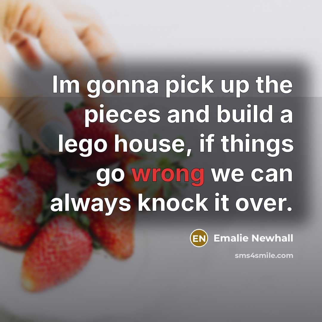 “Im gonna pick up the pieces and build a lego…” quote by Emalie Newhall