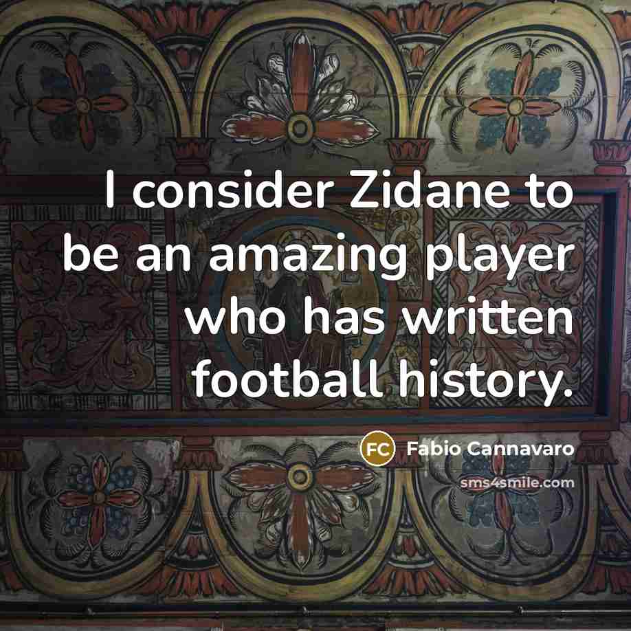 “I consider Zidane to be an amazing player who has…” quote by Fabio Cannavaro