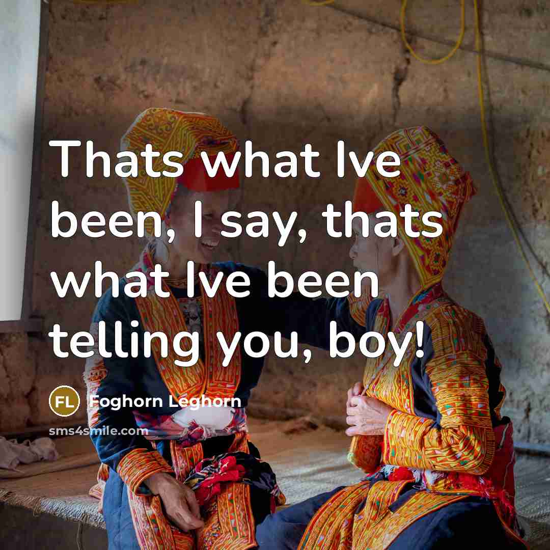 “Thats what Ive been, I say, thats what Ive been telling you, boy!” quote by Foghorn Leghorn
