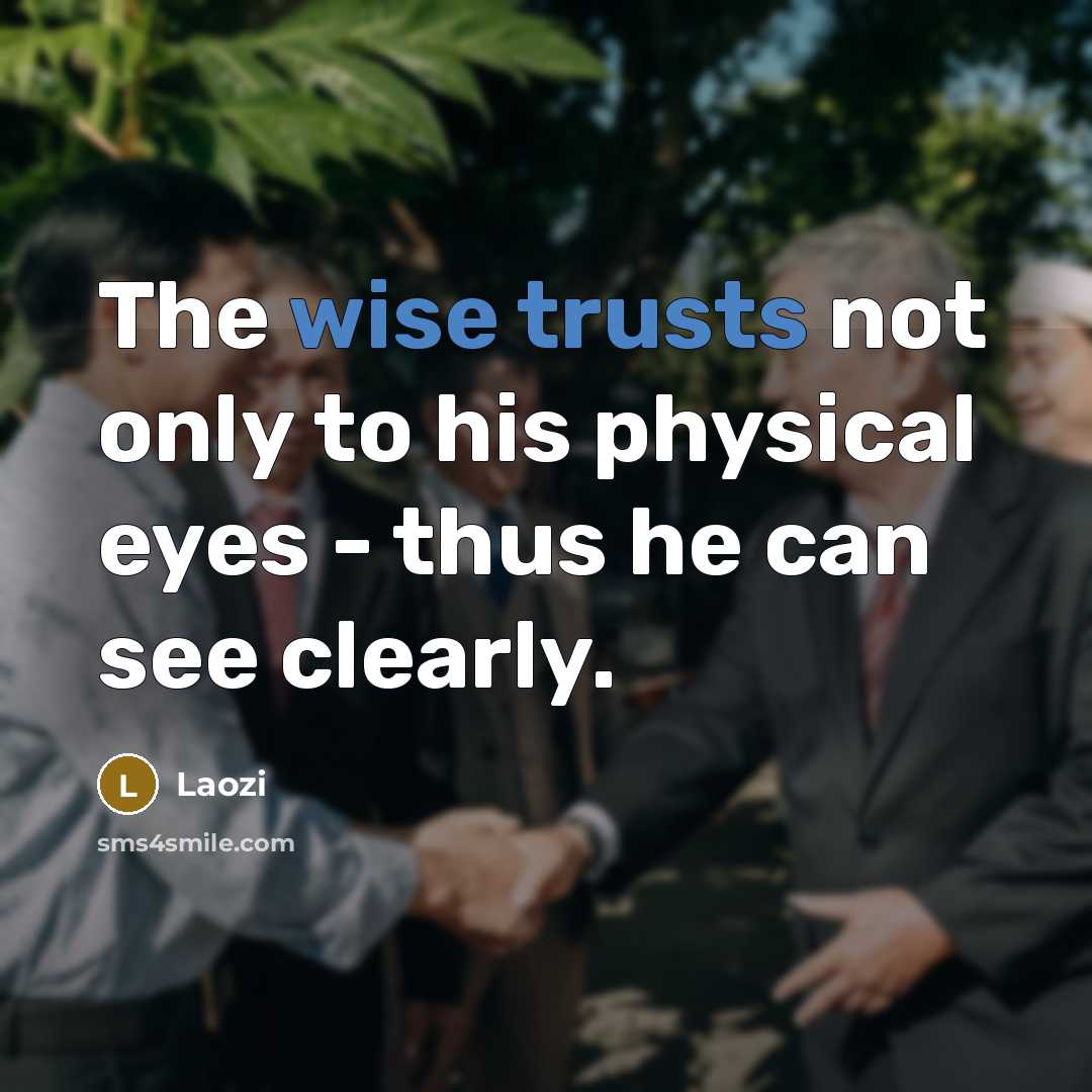 “The wise trusts not only to his physical eyes - thus he can see clearly.” quote by Laozi
