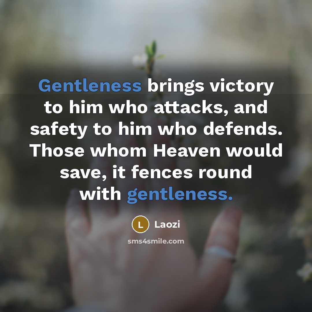 “Gentleness brings victory to him who attacks, and safety to…” quote by Laozi
