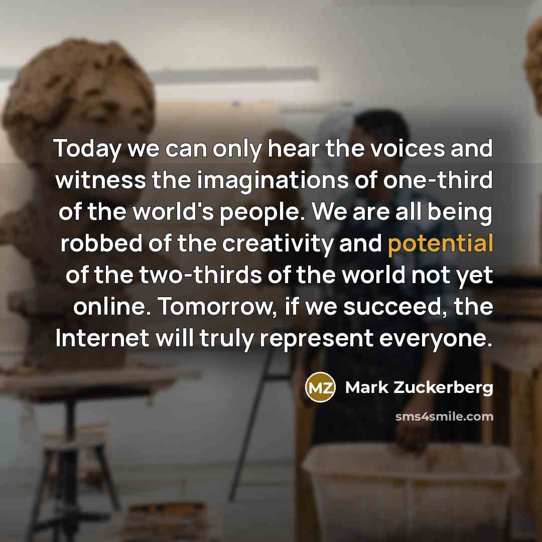“Today we can only hear the voices and witness the…” quote by Mark Zuckerberg