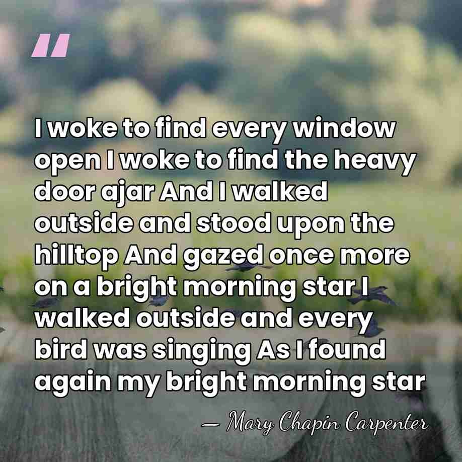 I woke to find every window open I woke to find the&hellip; - Mary Chapin Carpenter
