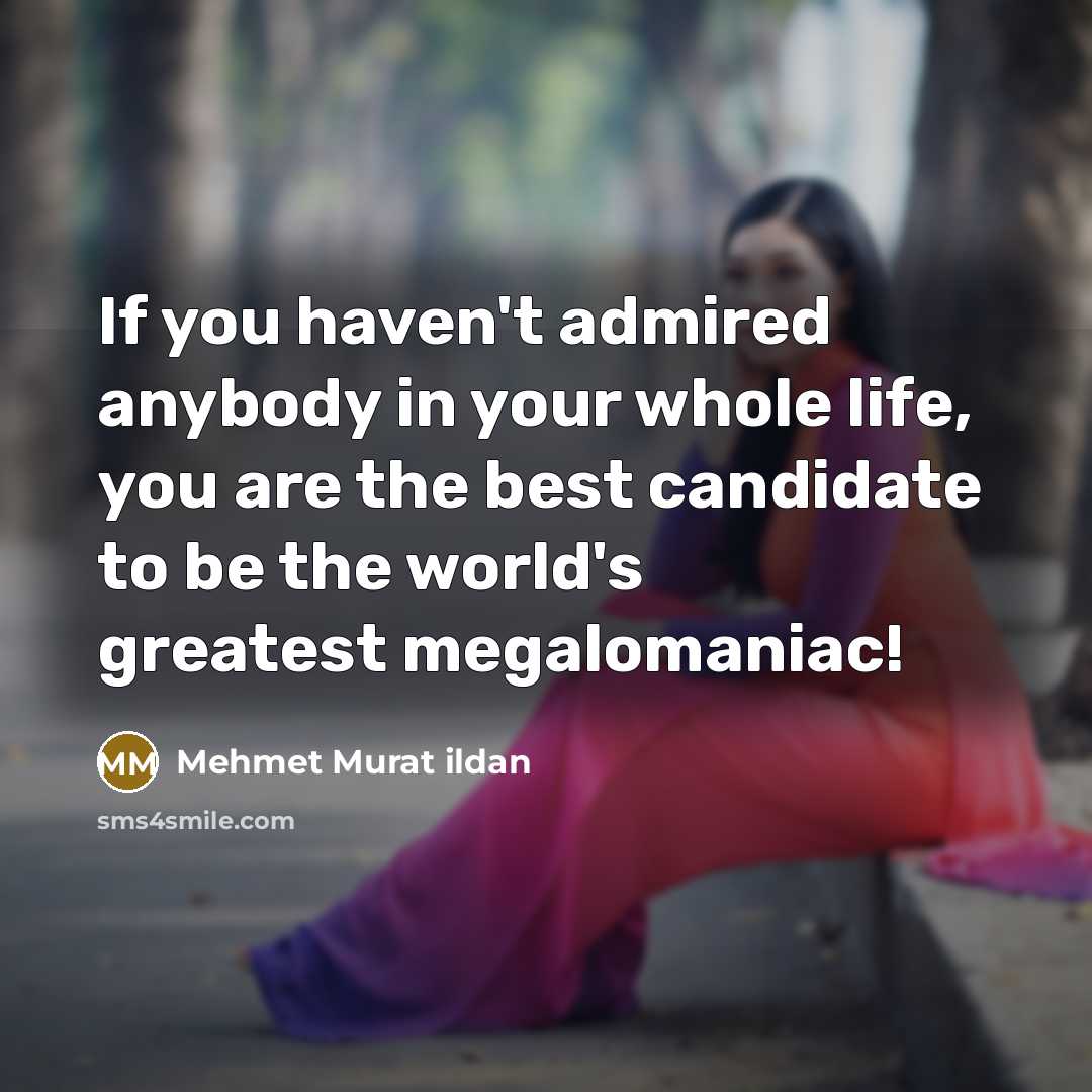 “If you haven't admired anybody in your whole life, you…” quote by Mehmet Murat Ildan