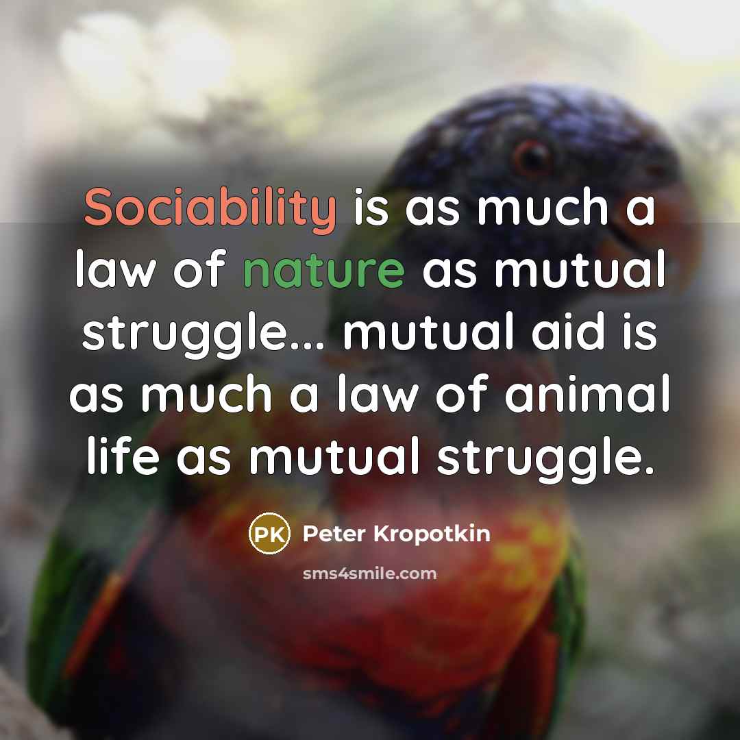 “Sociability is as much a law of nature as mutual…” quote by Peter Kropotkin