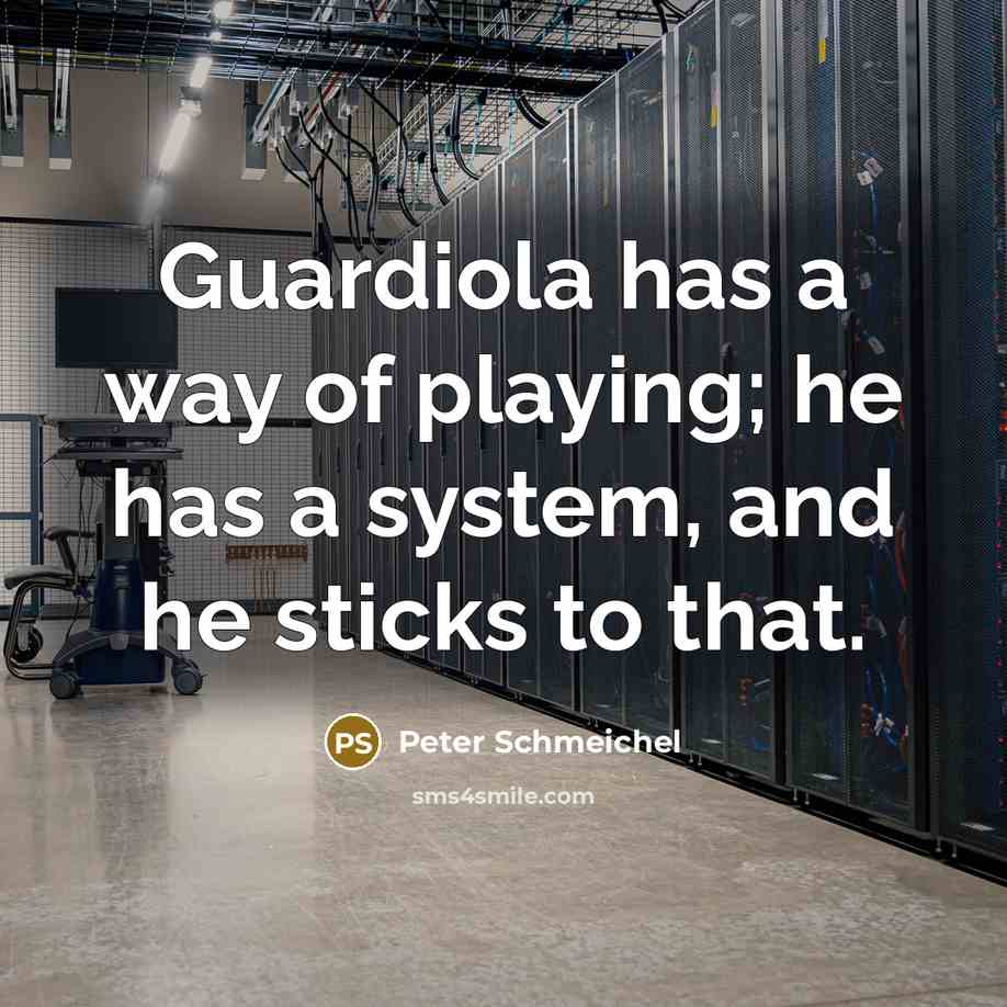 “Guardiola has a way of playing; he has a system,…” quote by Peter Schmeichel