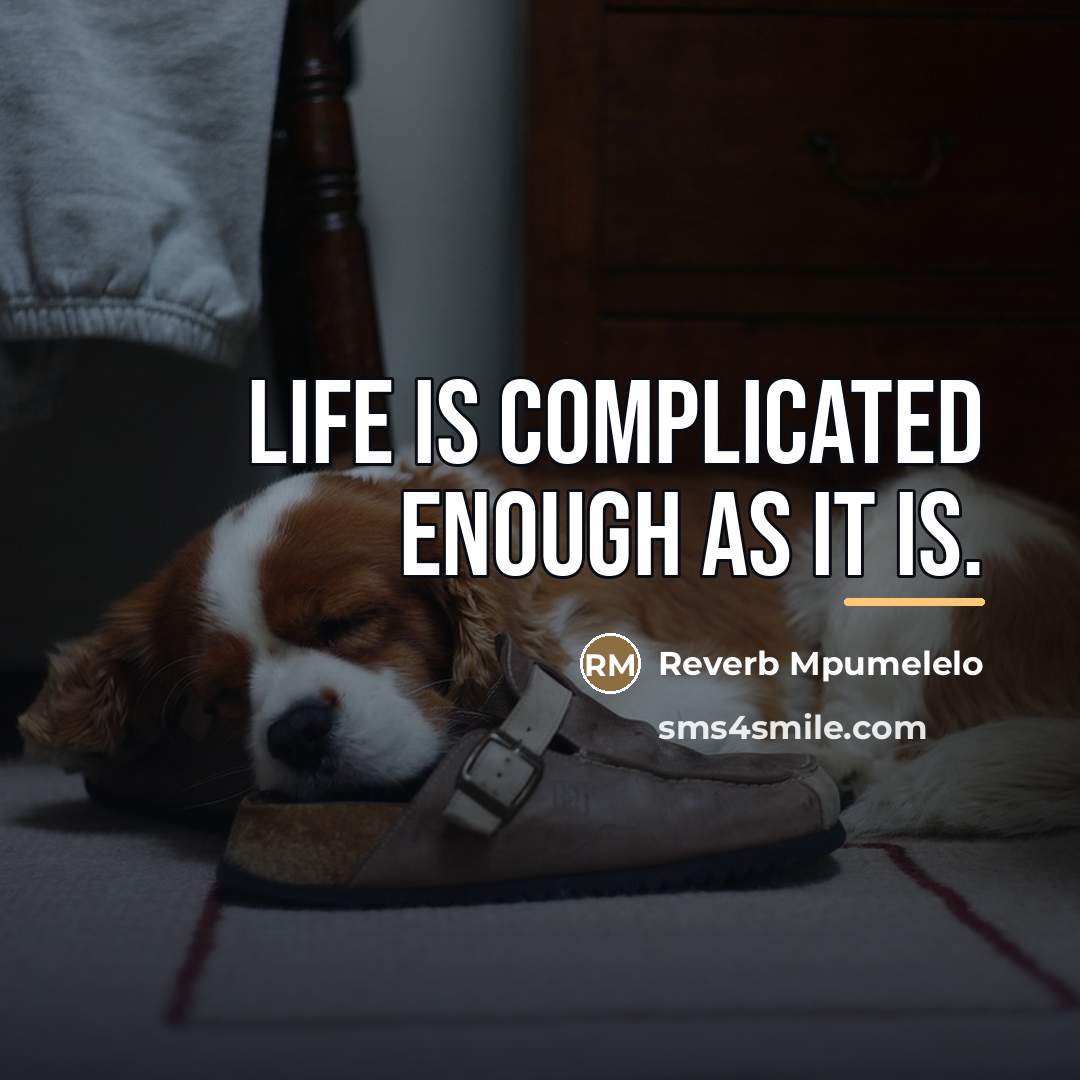 “Life is complicated enough as it is.…” quote by Reverb Mpumelelo
