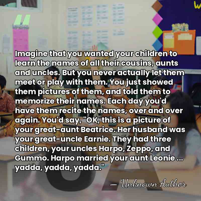 Imagine that you wanted your children to learn the names of all&hellip; - Unknown Author